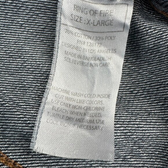 Ring of Fire Hooded Denim Jacket Trucker Streetwear Layered Gray Hoodie Boys XL - Picture 9 of 9